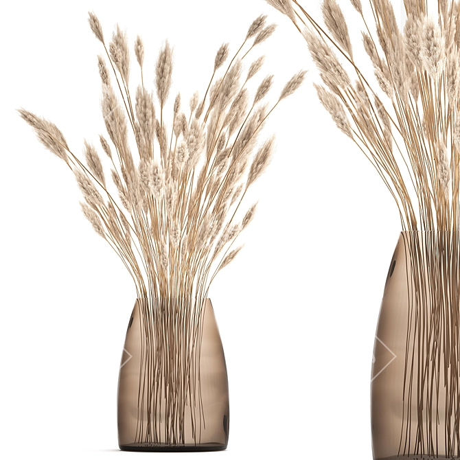 Elegant White Reed Bouquet 3D model image 1