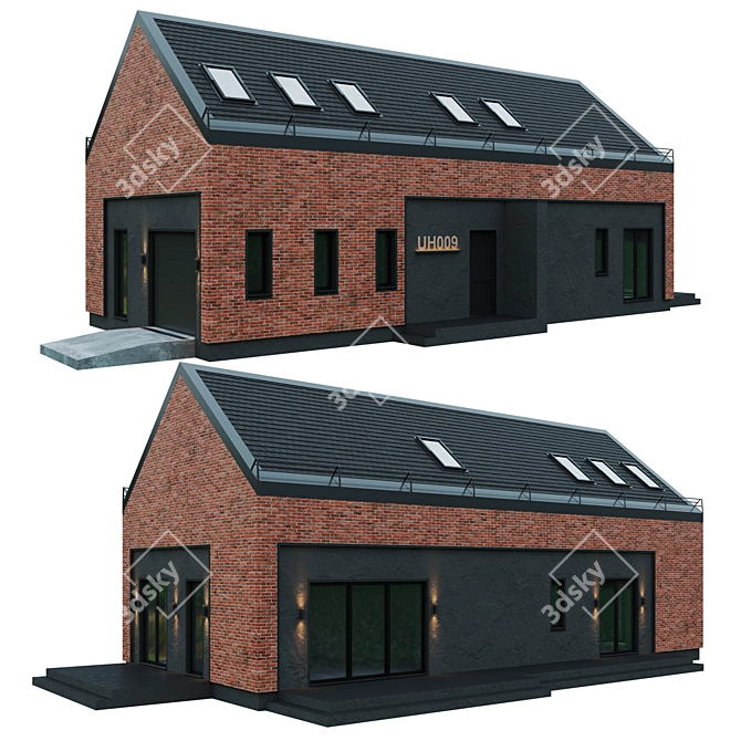 Modern Barnhouse Design 3D model image 1