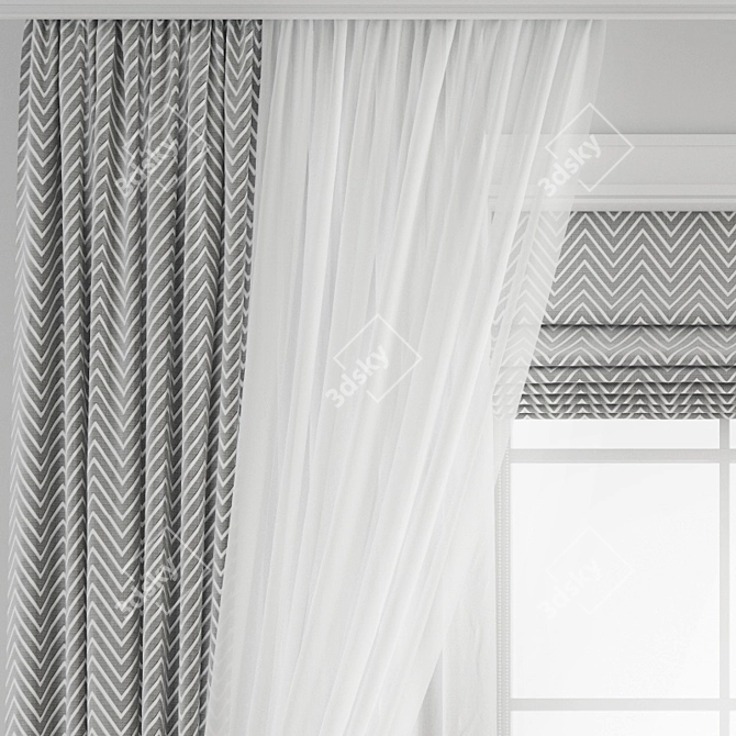 Poly Curtain 3D Model 3D model image 2