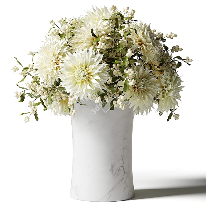 Snowberry Chrysanthemum Bouquet 3D model image 2