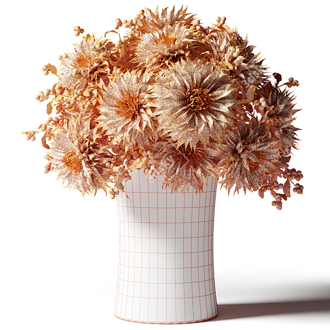 Snowberry Chrysanthemum Bouquet 3D model image 4