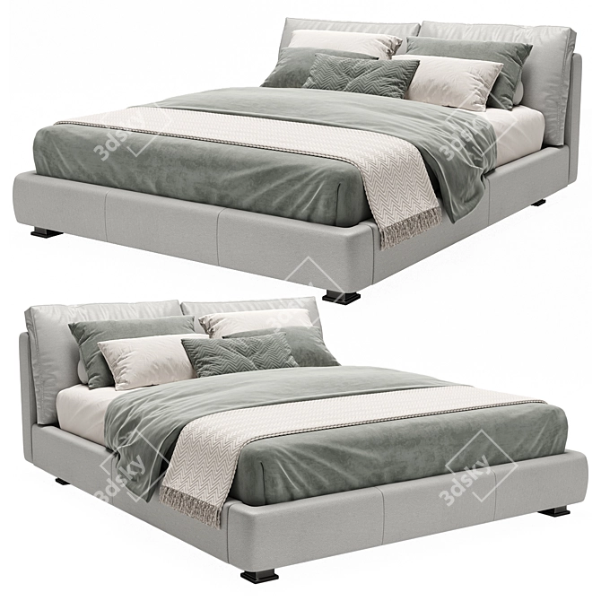 Elegant Massimosistema Bed 3D model image 1