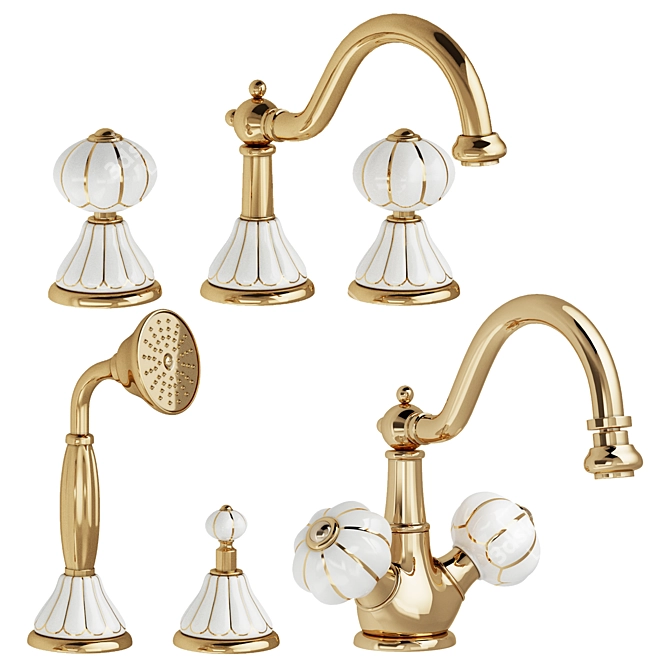 Migliore Olivia Collection: Stylish Gold & Ceramic Mixers 3D model image 3