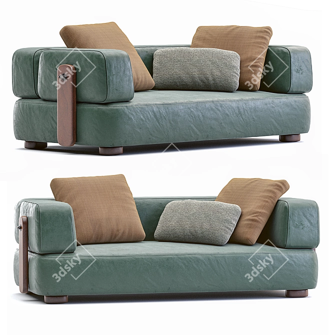 Elegant Minotti Leather Sofa 3D model image 1