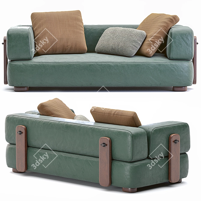 Elegant Minotti Leather Sofa 3D model image 2