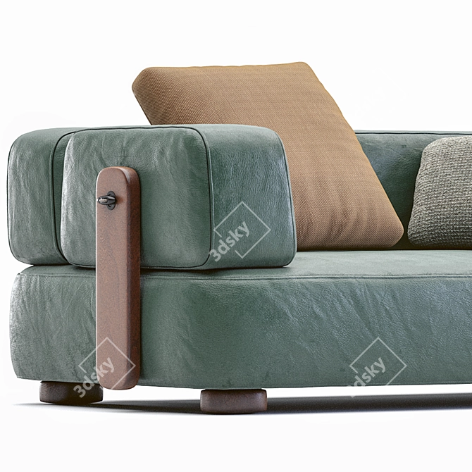 Elegant Minotti Leather Sofa 3D model image 3