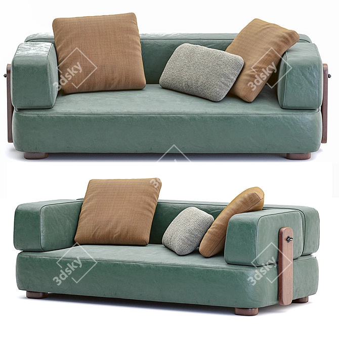 Elegant Minotti Leather Sofa 3D model image 6