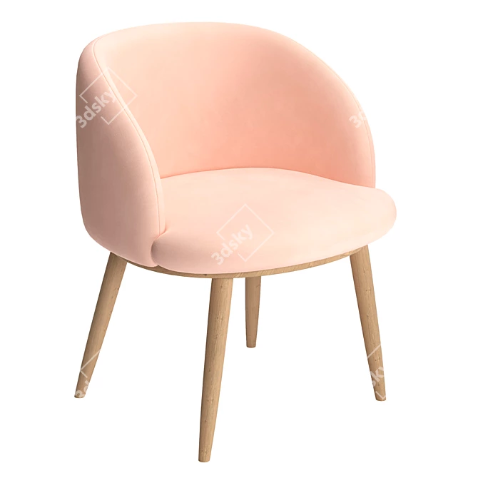 Cozy Flannel Armchair: High Back, Armrest, Dining Chair 3D model image 3