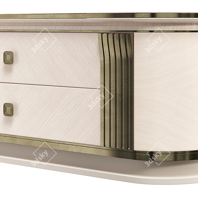 Elegant Gold Trim Media Cabinet 3D model image 2