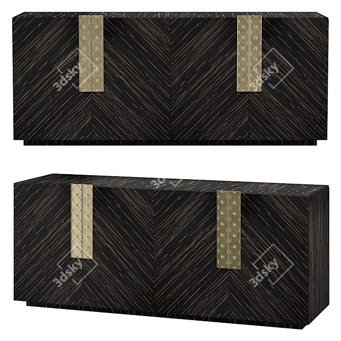 Luxury Ebony Wood Sideboard 3D model image 1
