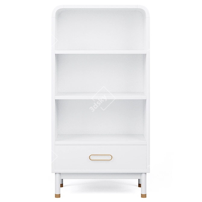 Arlo White Bookcase: Stylish and Spacious Storage 3D model image 2