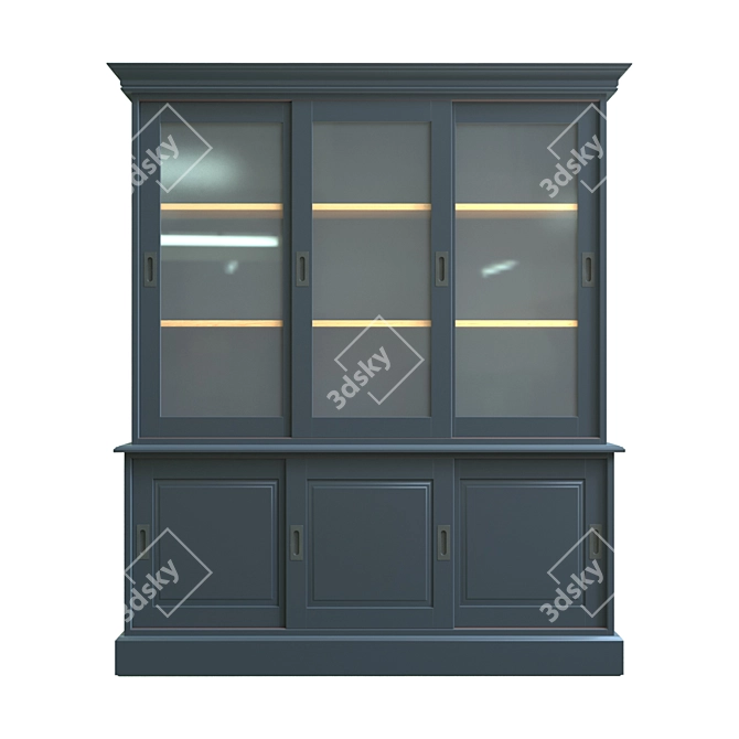 Vintage Pine Cupboard with 6 Doors 3D model image 2