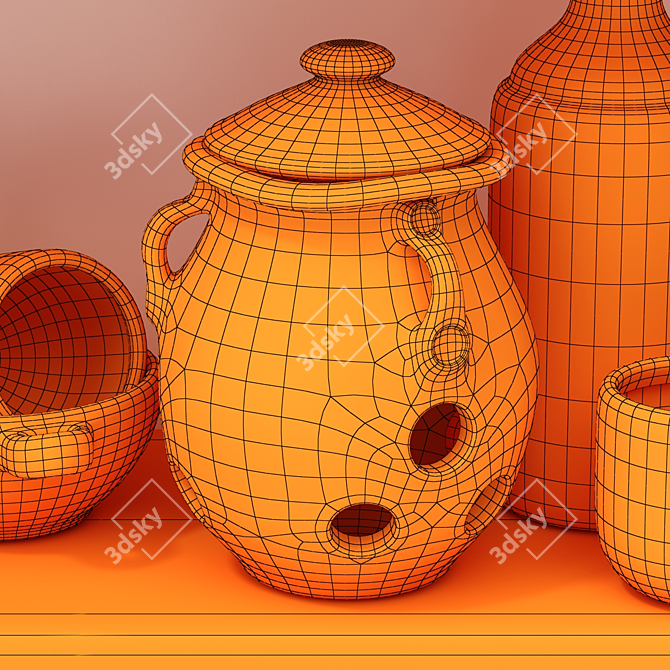 Handcrafted Clay Dishes n22 | Versatile Textures 3D model image 7