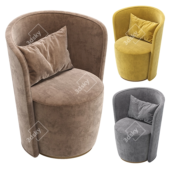 Luxurious Velvet and Leather Armchair 3D model image 5
