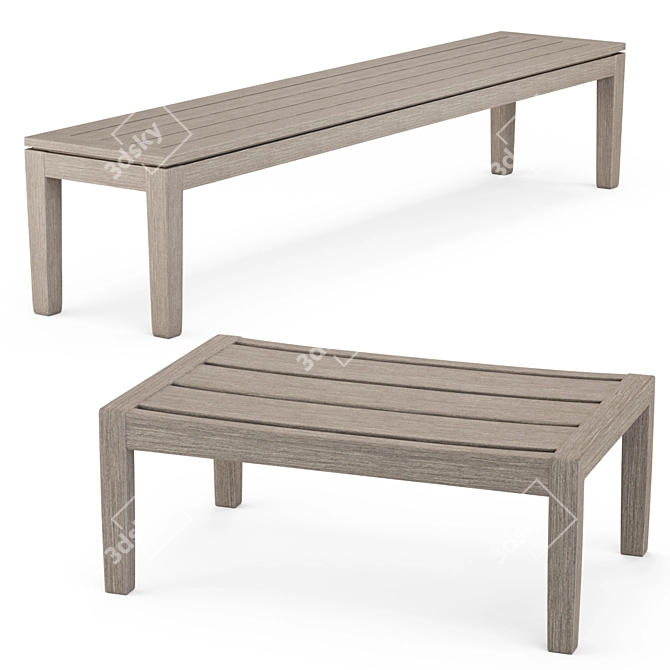 Regatta Outdoor Bench & Ottoman Set 3D model image 1