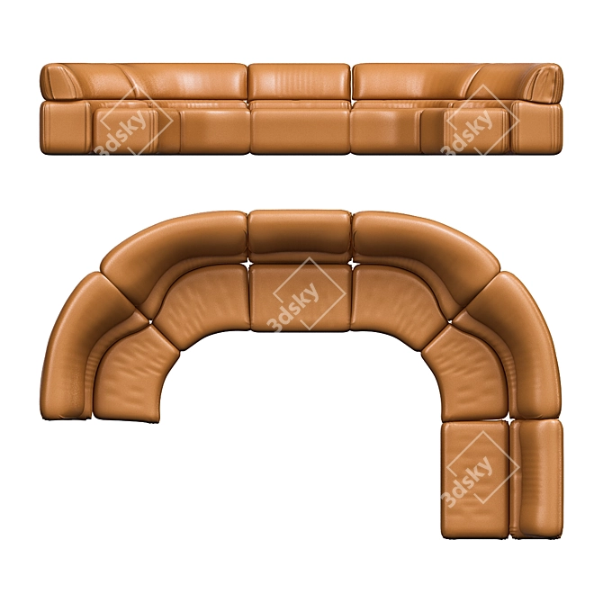 Cosmic Comfort: De Sede's Cognac Leather Sofa 3D model image 2