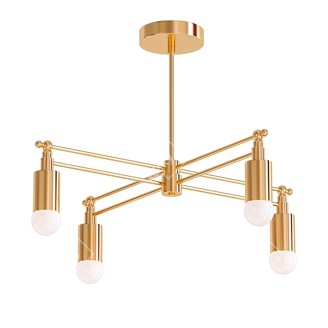 Vintage Brass Chandelier 3D model image 1