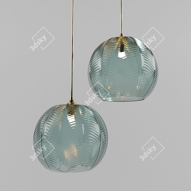 Elegant Emerald Glass Pendant Lamp 3D model image 1