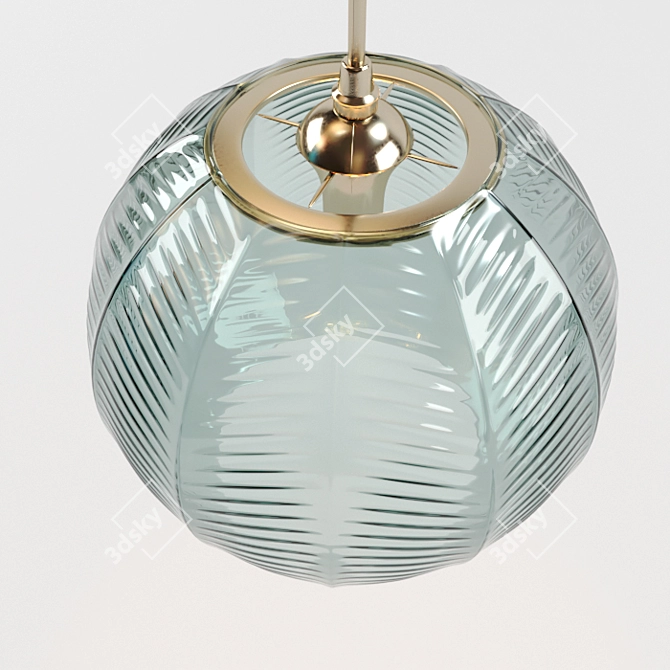 Elegant Emerald Glass Pendant Lamp 3D model image 2