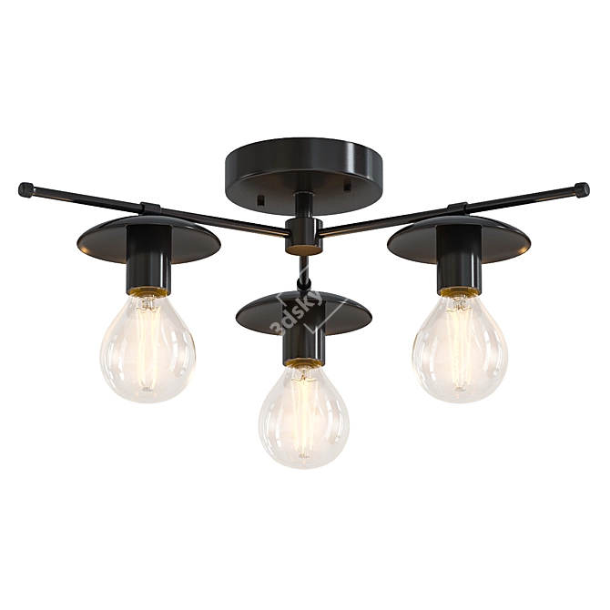 Modern 3-Light Ceiling Fixture 3D model image 1