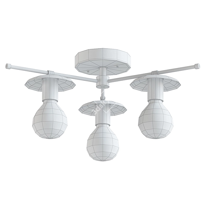 Modern 3-Light Ceiling Fixture 3D model image 2