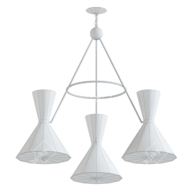 Modern Metal Round Chandelier 3D model image 2