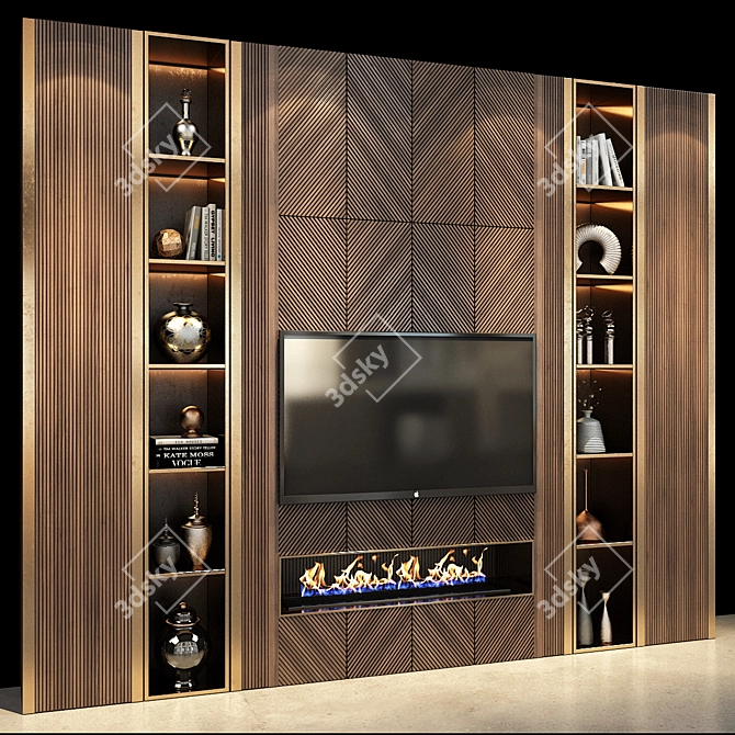 Sleek TV Stand Shelf 3D model image 1