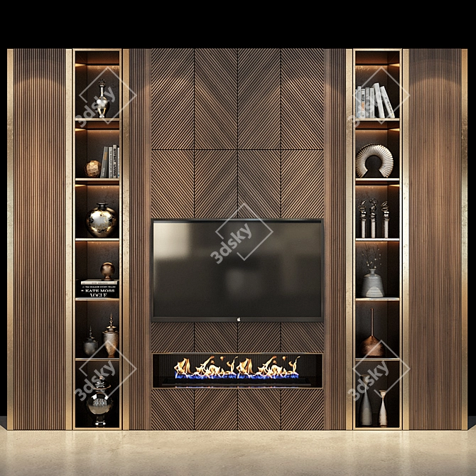 Sleek TV Stand Shelf 3D model image 2