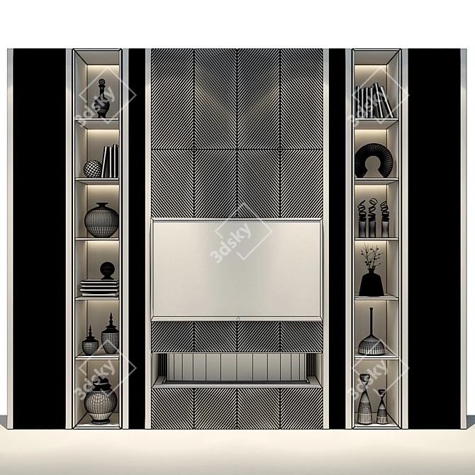 Sleek TV Stand Shelf 3D model image 3