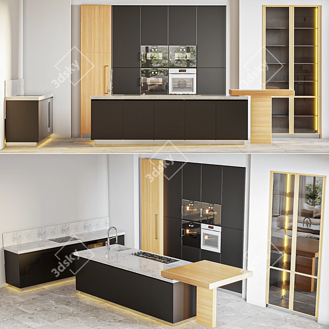 Modern Poliform Kitchen Design 3D model image 1