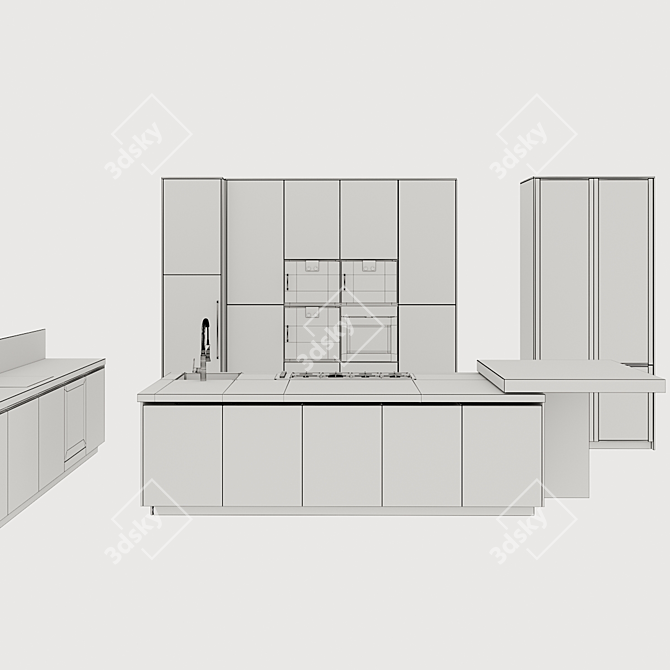 Modern Poliform Kitchen Design 3D model image 5