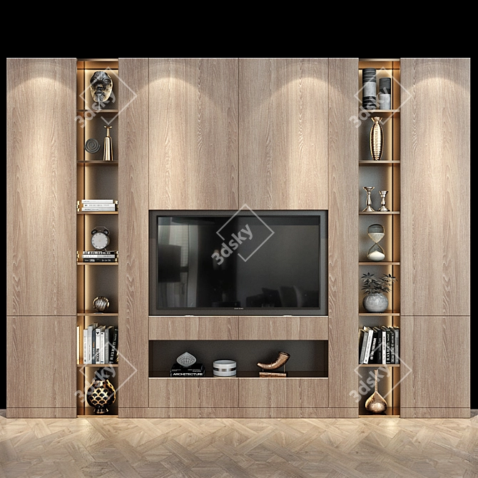 Sleek TV Wall Set 3D model image 1