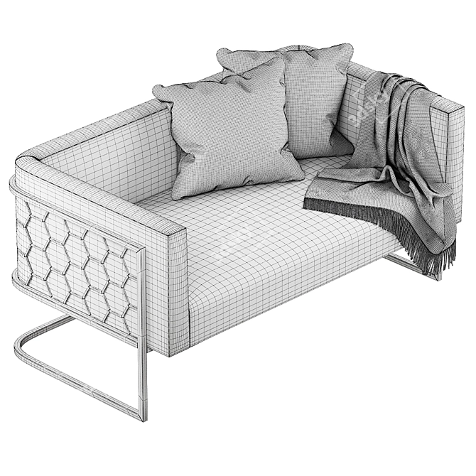 Luxury Alveare Silver Taupe Sofa 3D model image 2
