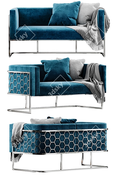 Luxury Alveare Silver Taupe Sofa 3D model image 3