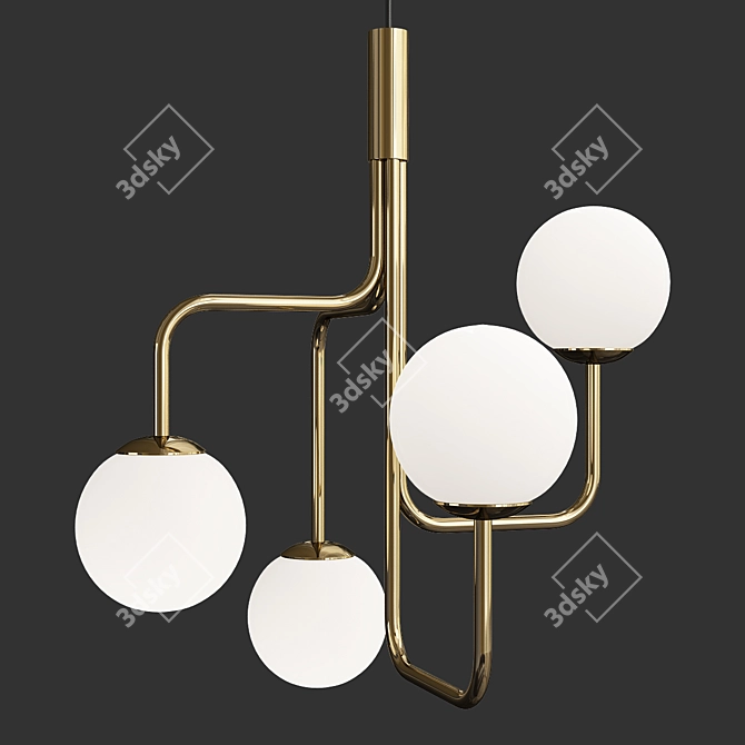 Elegant Brass Ceiling Lamp 3D model image 1