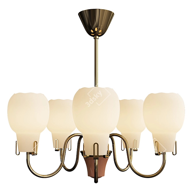 Vintage Opaline Glass Chandelier 3D model image 1