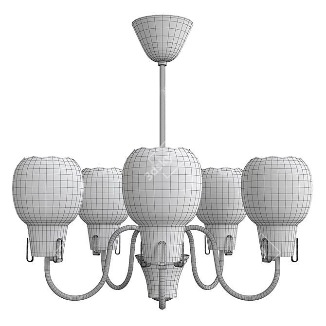 Vintage Opaline Glass Chandelier 3D model image 2