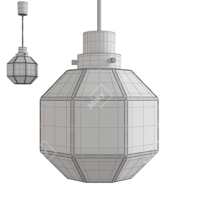 Elegant Iron & Glass Pendant Trio 3D model image 2