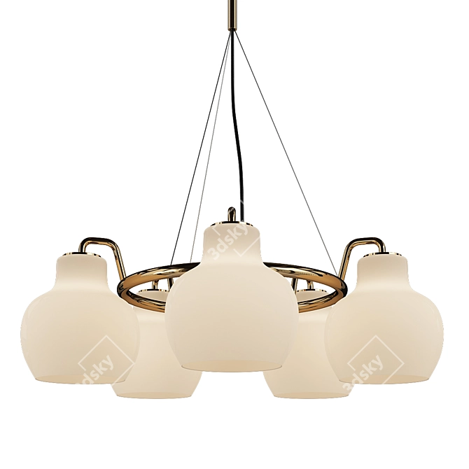 Vilhelm Lauritzen Brass Chandelier 3D model image 1