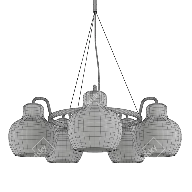 Vilhelm Lauritzen Brass Chandelier 3D model image 2