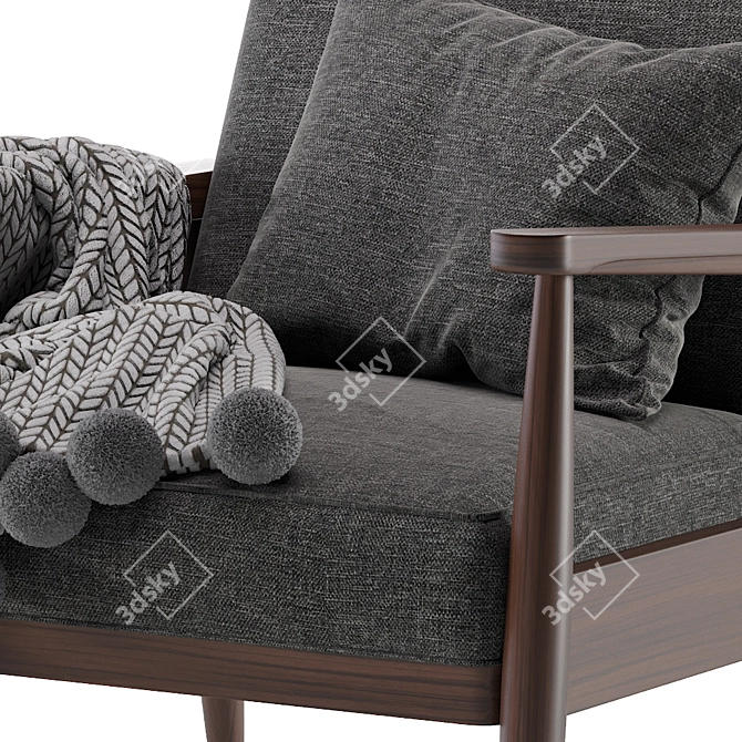 Mid Century Gray Accent Armchair 3D model image 5