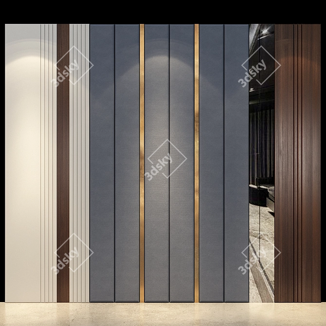 SleekCharcoal Wall Panel 3D model image 1