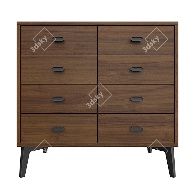 McQueen Walnut 8-Drawer Chest 3D model image 1