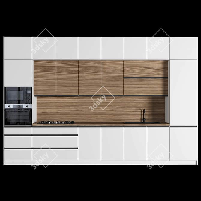 Modern Modular Kitchen: Stylish & Customizable 3D model image 1