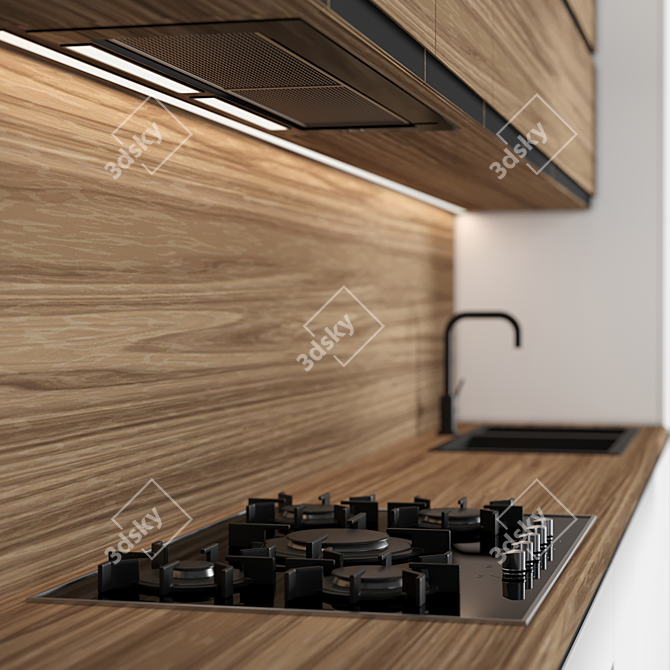 Modern Modular Kitchen: Stylish & Customizable 3D model image 2