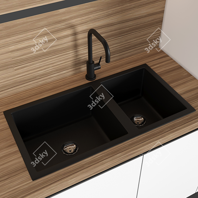 Modern Modular Kitchen: Stylish & Customizable 3D model image 3