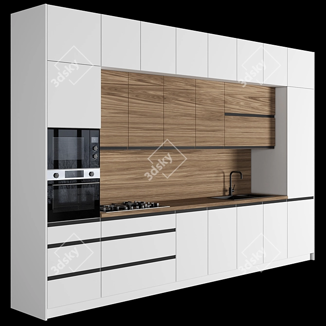 Modern Modular Kitchen: Stylish & Customizable 3D model image 4