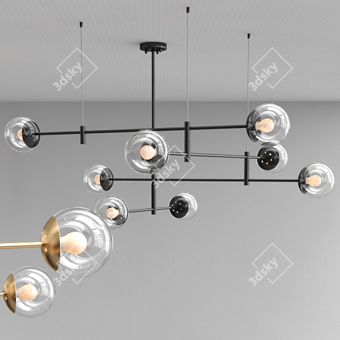 Gilded Glass Chandelier 3D model image 2