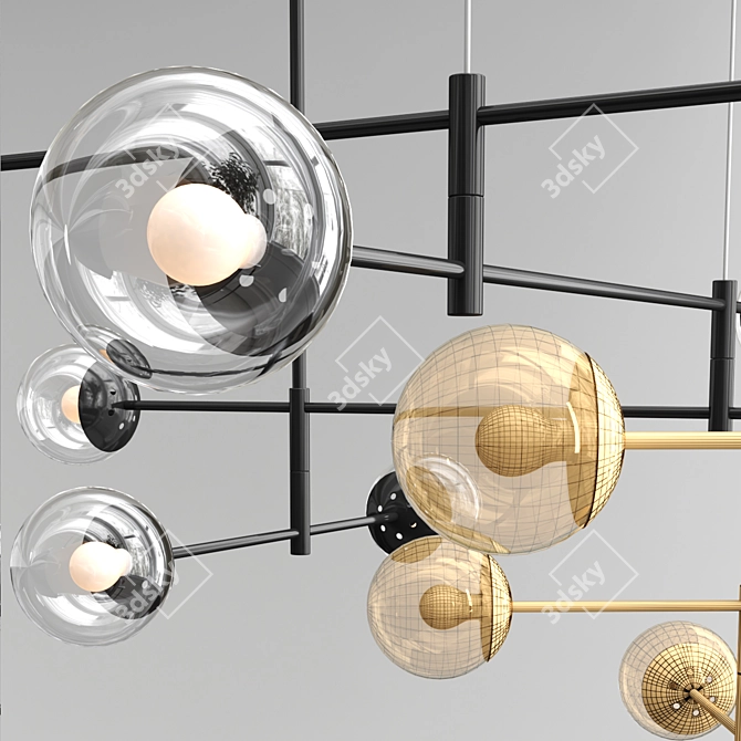 Gilded Glass Chandelier 3D model image 4