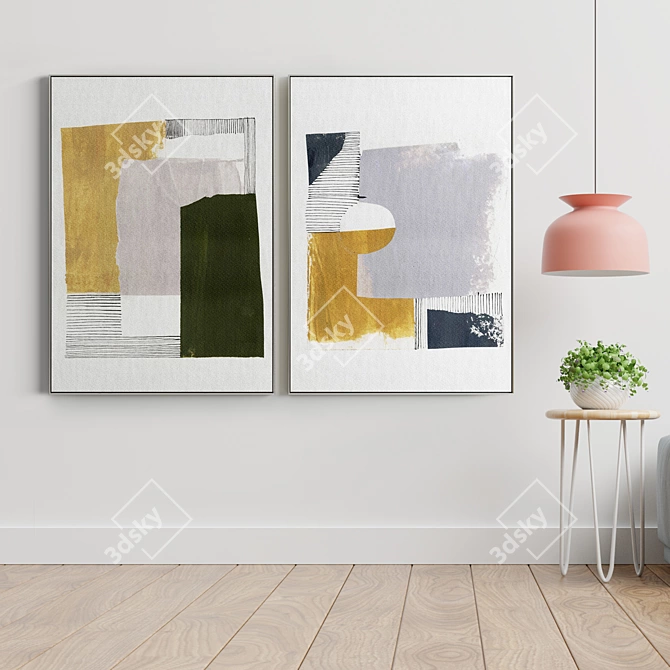 Modern Abstract Photo Frame Set 3D model image 3